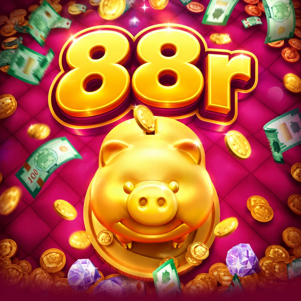 Karakter celengan babi emas ceria bertema Lucky Piggy dari 88r